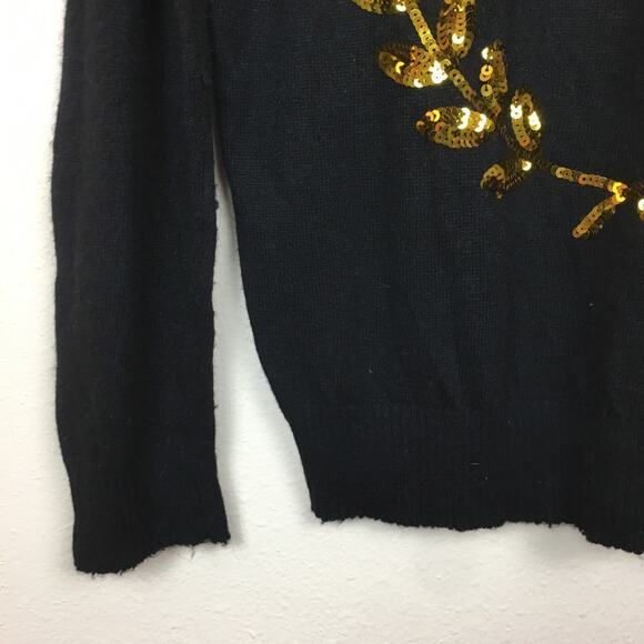 Wildfox White Label Sequin Laurel Angora Sweater Size Medium Black - Picture 5 of 10